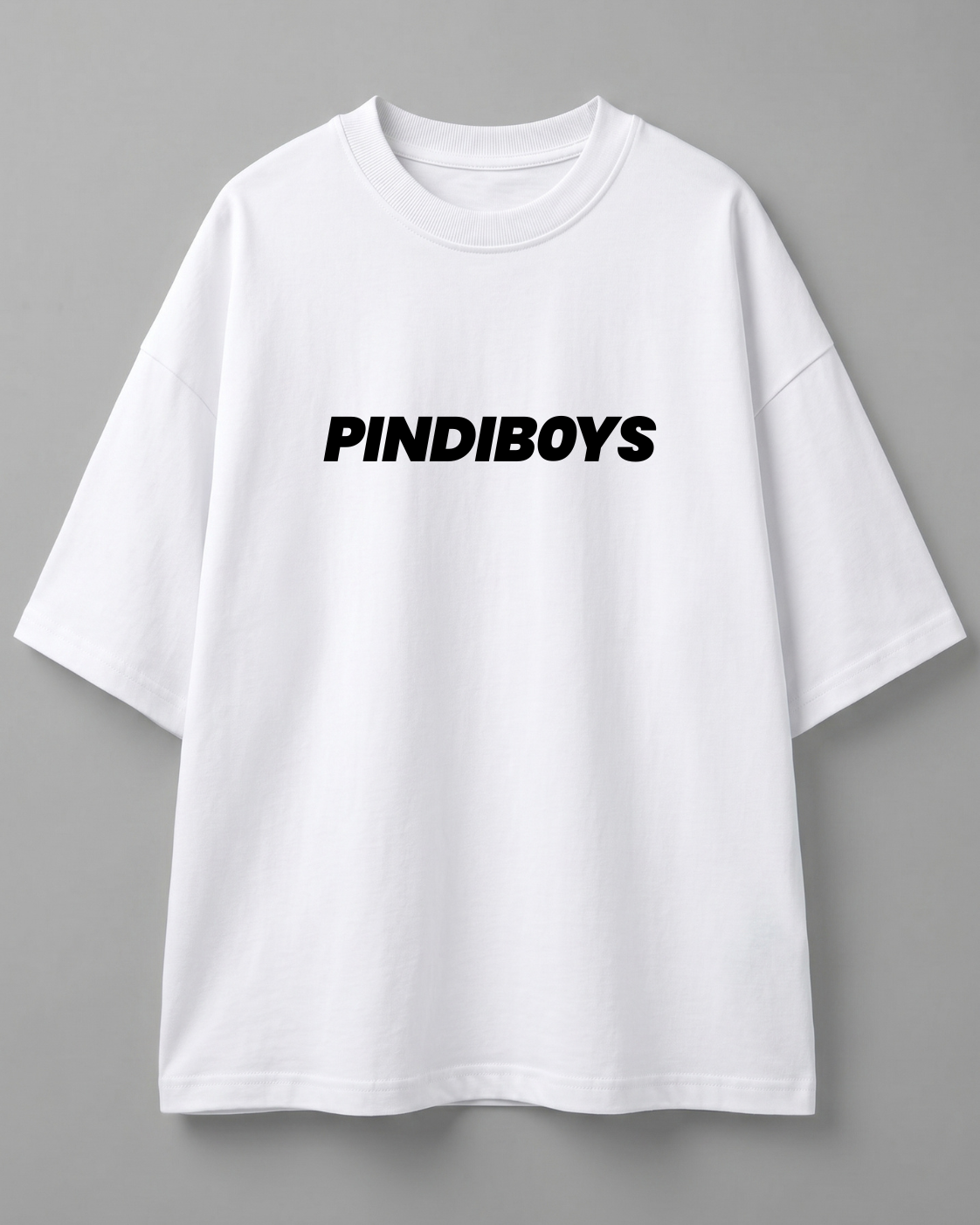 Pindiboys signature drop shoulder t-shirt in white color