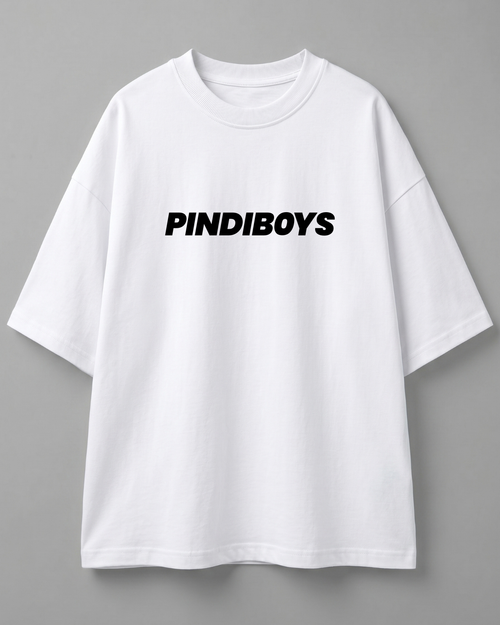 Pindiboys signature drop shoulder t-shirt in white color